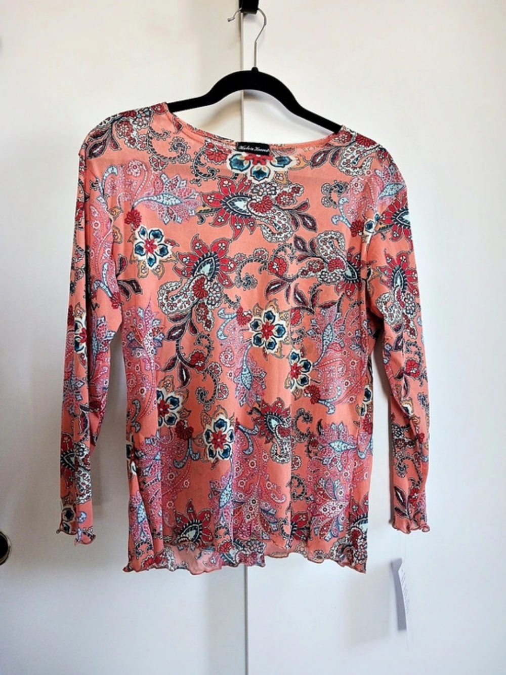 Made in Heaven Paisley Long Sleeve Top in Pink & Blue NWT
